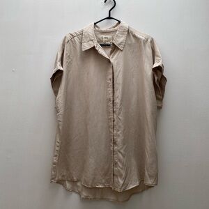 Tilley - Beige Pinstripe Short Sleeve Tencel Button-Up Shirt